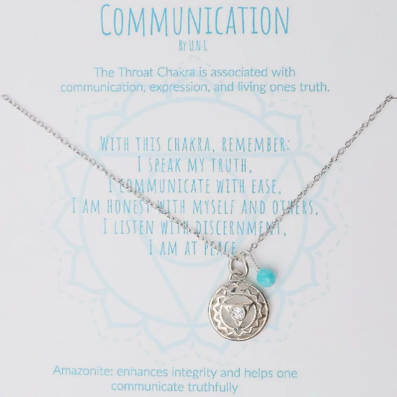 Unique Silver Pendant Necklace for Women-Communication Chakra Necklace