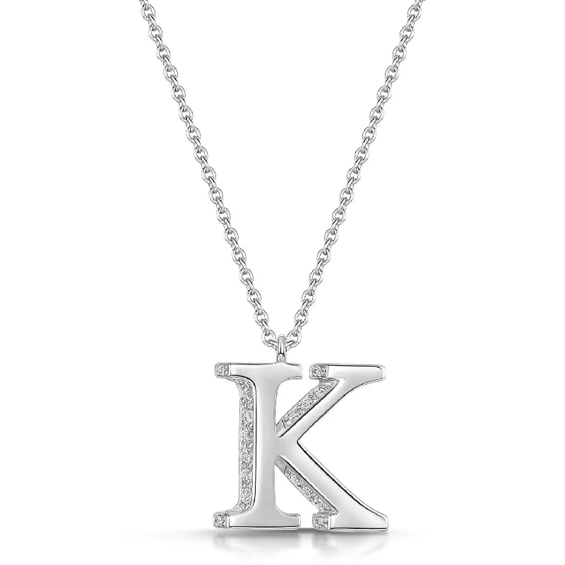 Bohemian Feather Necklace for Women-18ct White Gold Diamond Initial Pendant & Chain