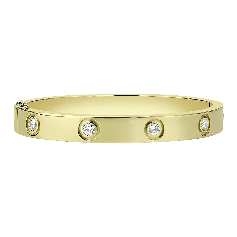 Personalized Gold Bangles with Custom Message-Bangle - Diamond (2306A)