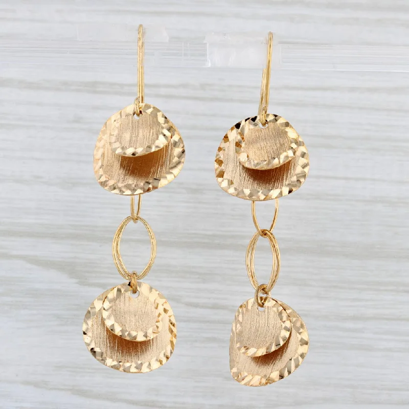 Cute Heart Earrings for Girls-Gold Disc Dangle Earrings 14k Yellow Gold Hook Posts