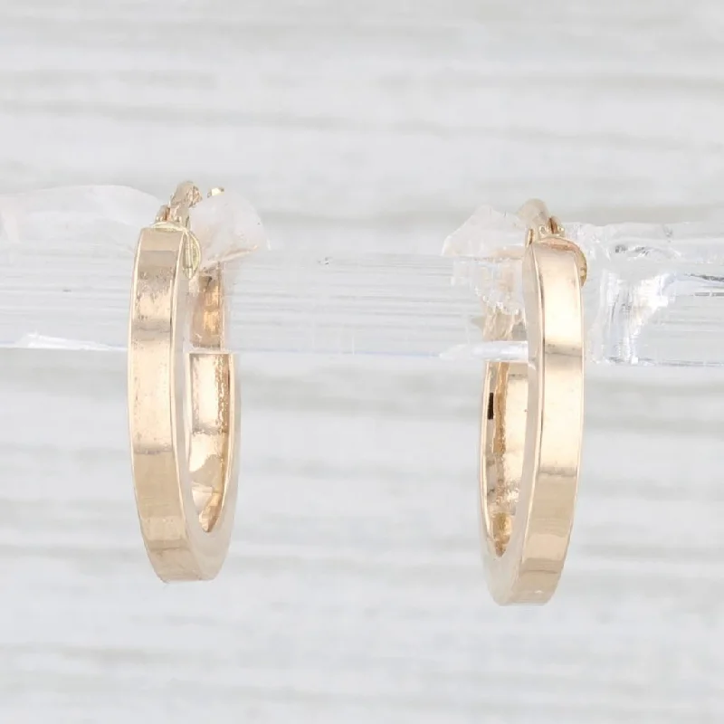 Statement Earrings for Parties-New Small Hoop Huggie Earrings 14k Yellow Gold Pierced Round Hoops Snap Top