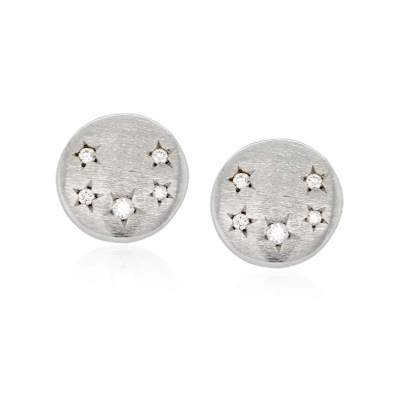 Summer Earrings for Vacation-WHITE GOLD STUD STAR EARRINGS WITH DIAMONDS, .07 CT TW