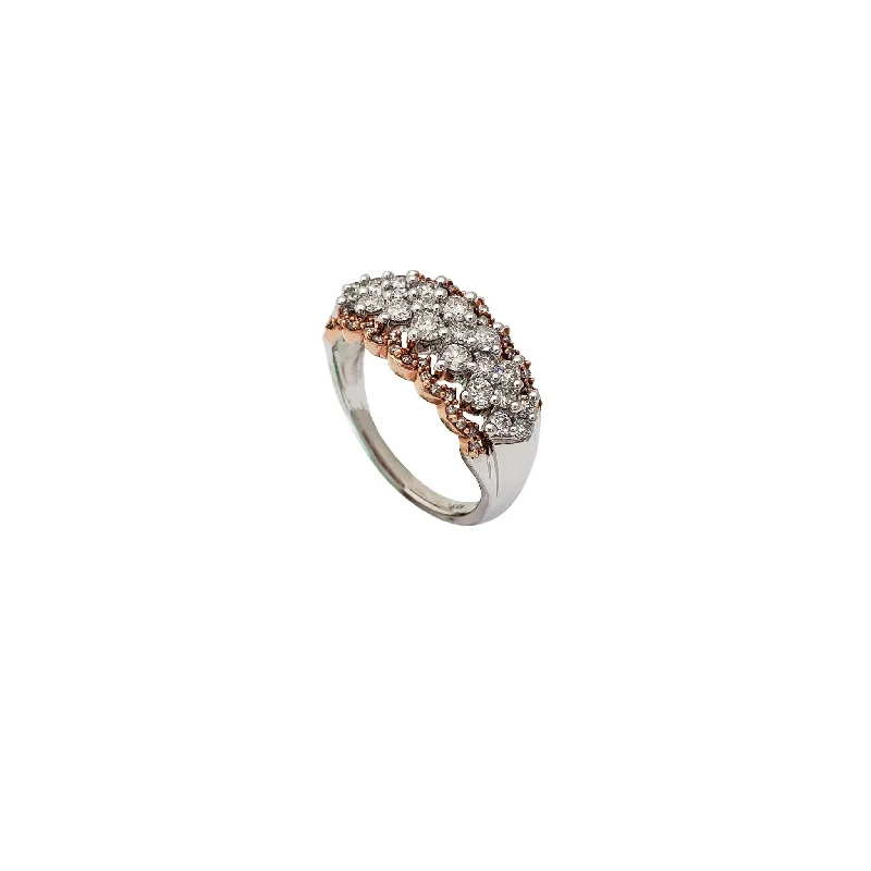 Simple Diamond Ring with Gold Band-Diamond Side to Side Ring (10K)