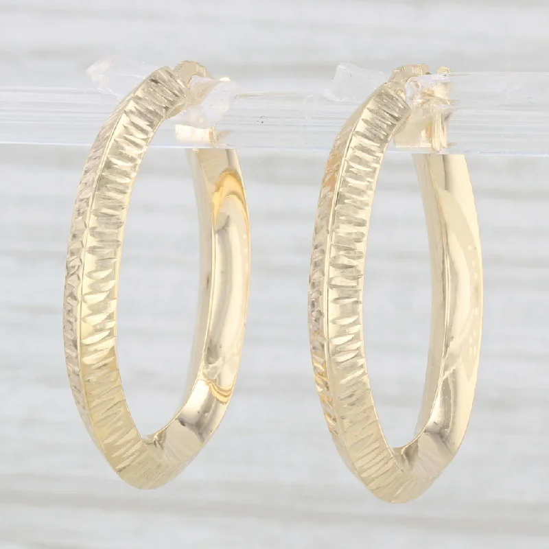 Silver Drop Earrings-New Textured Hoop Earrings 14k Yellow Gold Round Hoops Pierced Snap Top