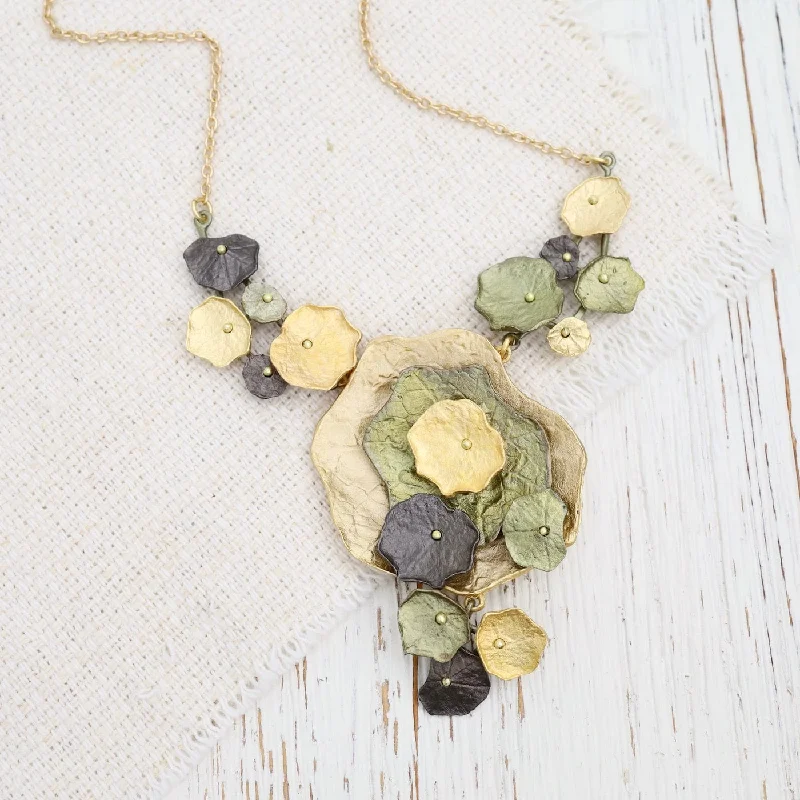 Vintage Style Necklace with Pearls-Nasturtium Necklace