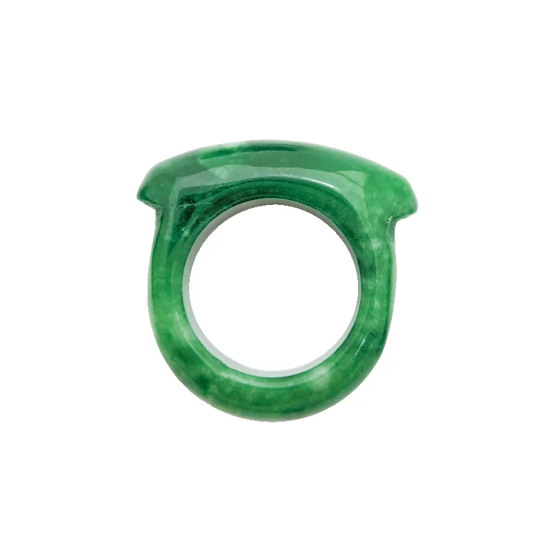 Customizable Engagement Ring for Brides-Saddle Jade Ring