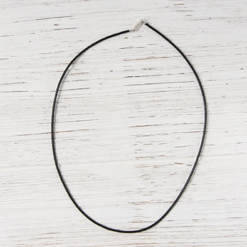 Long Silver Pendant Necklace for Daily Wear-Plain Leather Cord Necklace