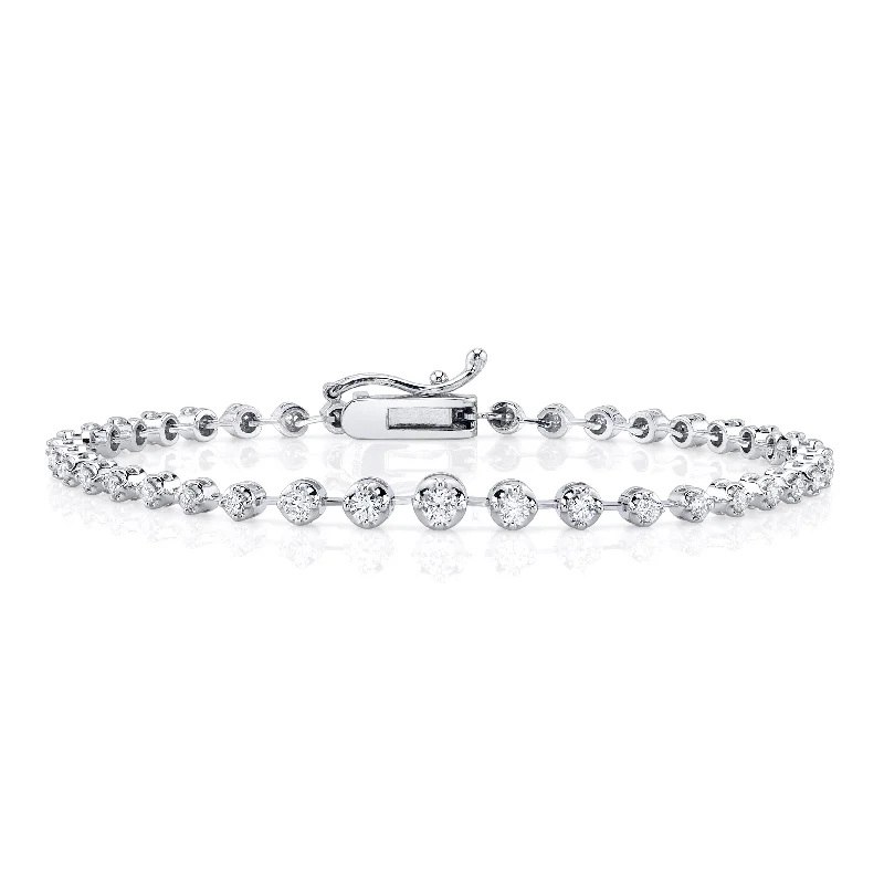 Custom Birthstone Bracelet for Women-Gradient Bezel Diamond Tennis Bracelet