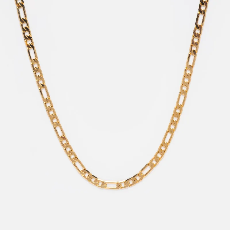 Adjustable Pendant Necklace for Versatility-Thick Gold Figaro Chain