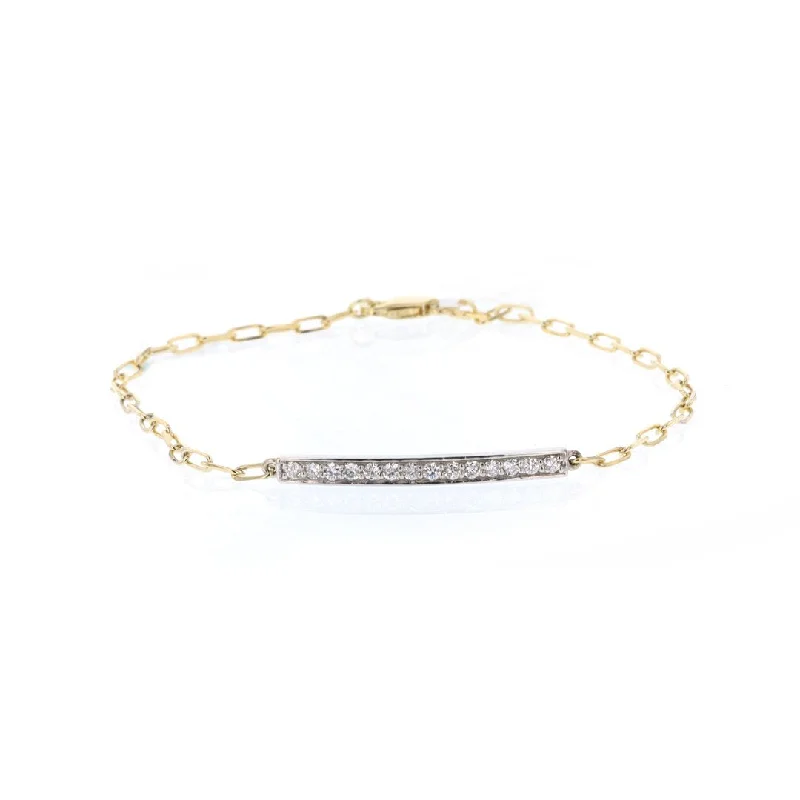 Simple Gold Bracelet with Multi-Stone Inlays-0.26 ctw Diamond Paper Clip Bracelet