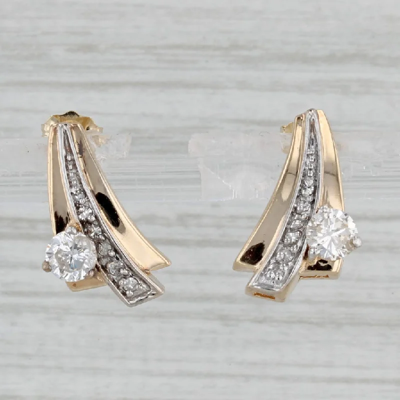 Unique Geometric Earrings-0.55ctw Diamond Drop Earrings 14k Yellow Gold Pierced Journey