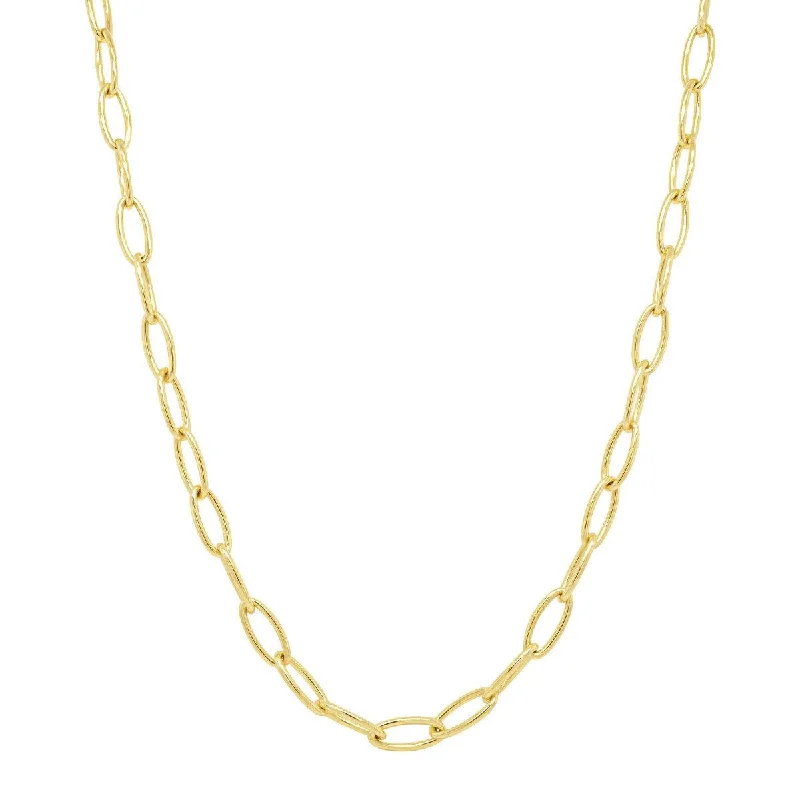 Sparkling Necklace with Diamond Accents-Oval Link Chain Necklace | 12.01GMS