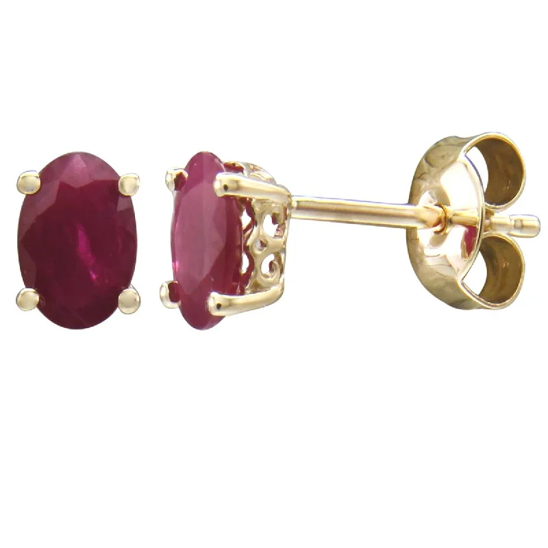 Unique Bridal Earrings-OVAL CUT RUBY STUD EARRINGS