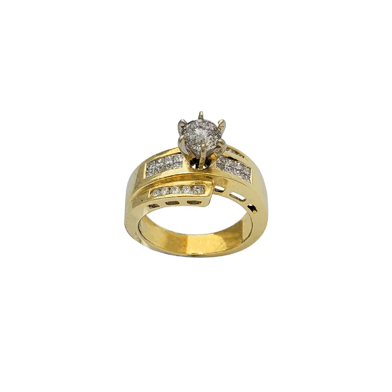 Classic Engagement Ring with Vintage Style-Diamond 6-Prong Invisible Set Engagement Ring (18K)