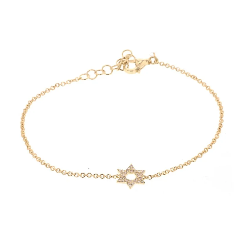 Customizable Silver Bracelet with Dazzling Charms-0.07 ctw Diamond Star of David Bracelet