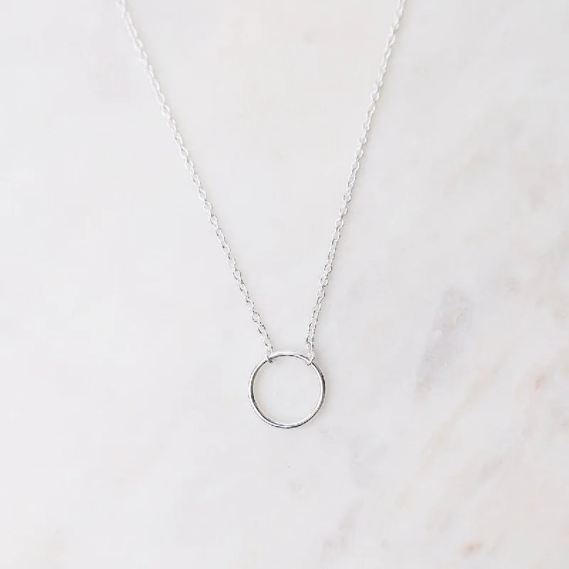 Designer Necklace for Special Occasions-Small Circle Necklace - Sterling Silver