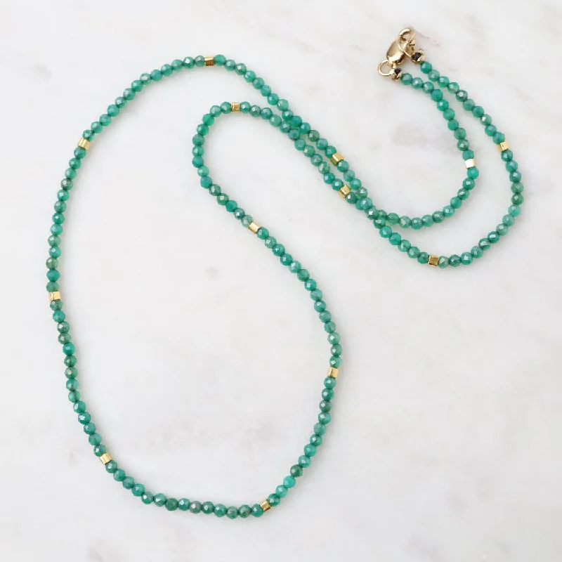 Dainty Gold Necklace for Daily Wear-Green Onyx & Gold Vermeil Accents Necklace