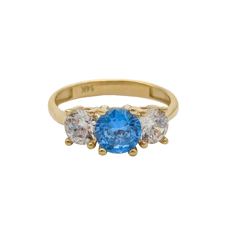 Trendy Multi-stone Ring for Fashionistas-Three Stones Lady Ring (14K)