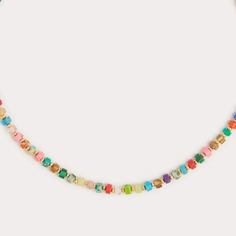 Bold Necklace with Gemstone Accents-Janet Beaded Necklace