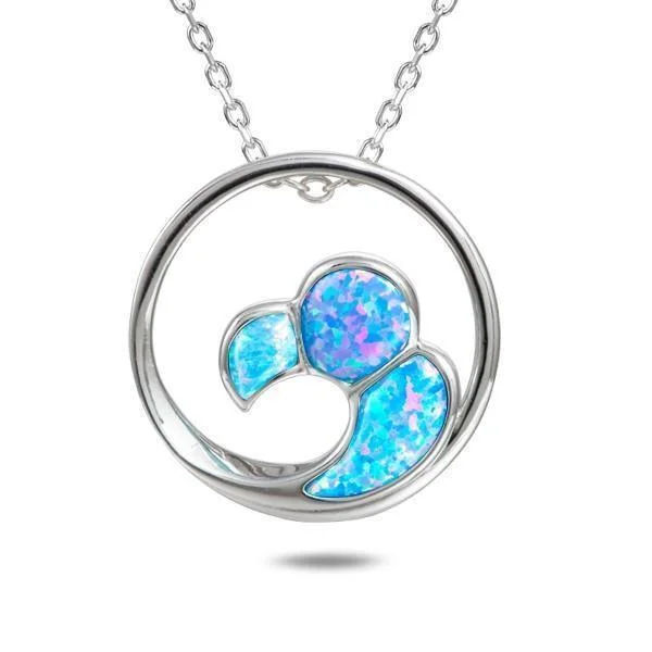 Designer Necklace for Special Occasions-Sterling Silver Opal Nui Wave Pendant Necklace by Alamea