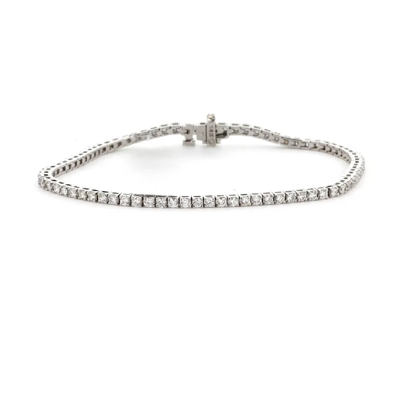 Elegant Silver Bracelet with Floral Detailing-2.05 ctw Diamond Tennis Bracelet