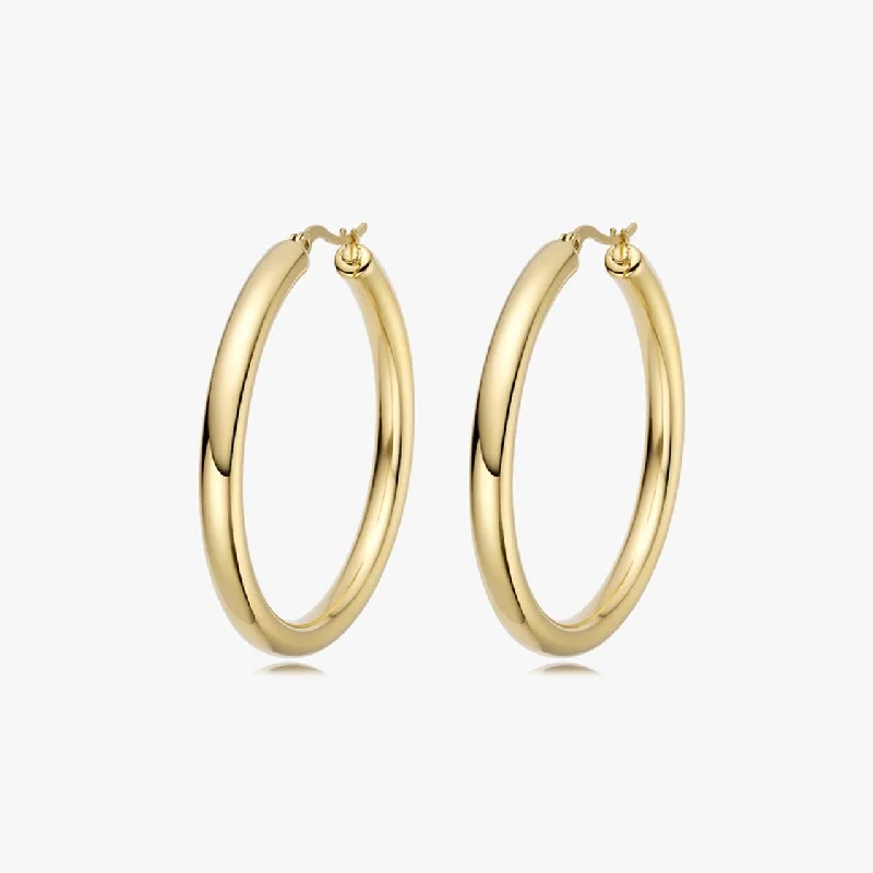 Sterling Silver Hoop Earrings-Large Classic hoop earrings