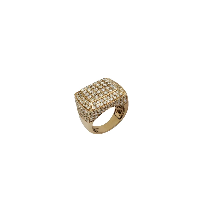 Custom Geometric Ring for Fashionistas-Diamond Rectangle Men's Ring (14K)