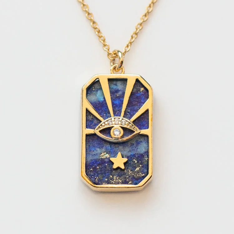 Luxury Sapphire Necklace for Evening Wear-Night Sky Protection Pendant Necklace