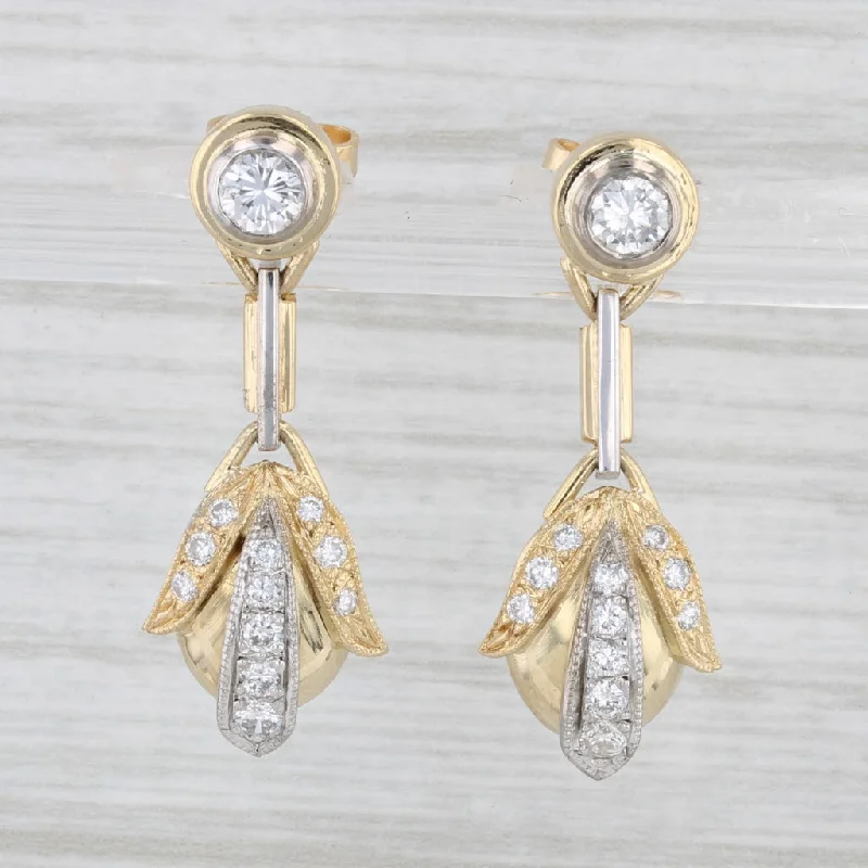 Handmade Hoop Earrings-0.65ctw Diamond Drop Earrings 18k Yellow Gold