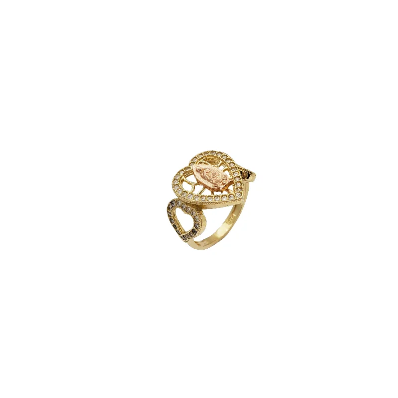 Custom Silver Ring with Birthstone-Heart Virgin of Guadalupe Ring (14K)