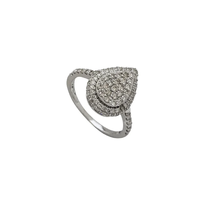 Customizable Engagement Ring for Brides-Diamond Pave Teardrop-Shape Engagement Ring (14K)