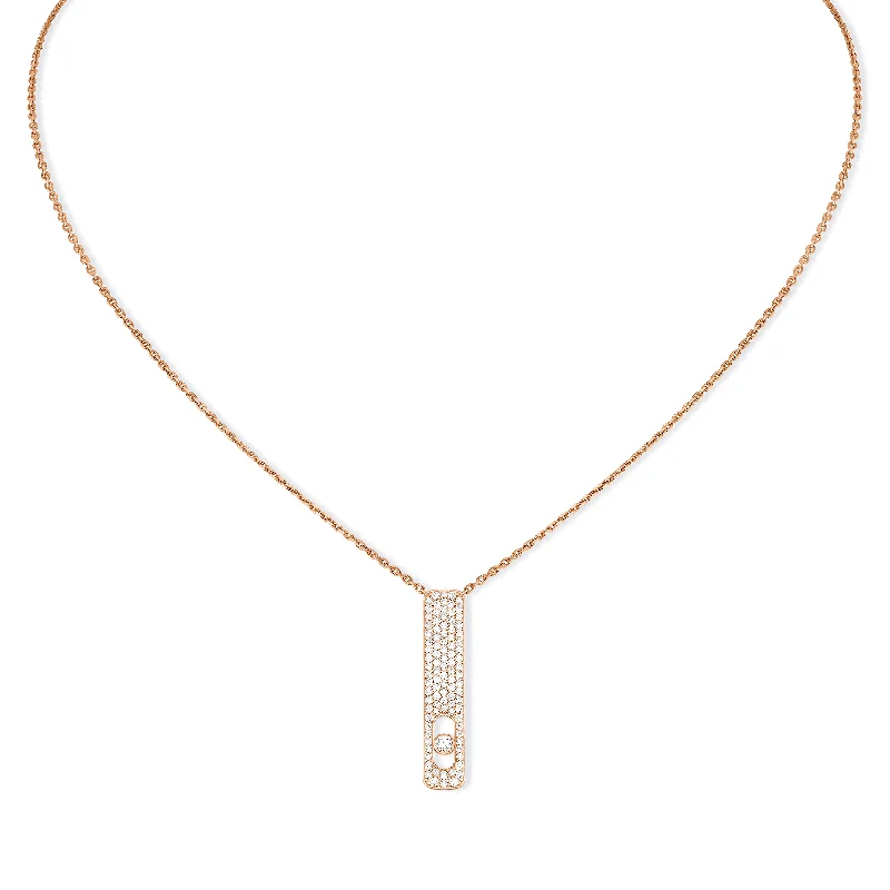 Classic Teardrop Pendant Necklace-My First Diamond Pave 18ct Pink Gold Necklace