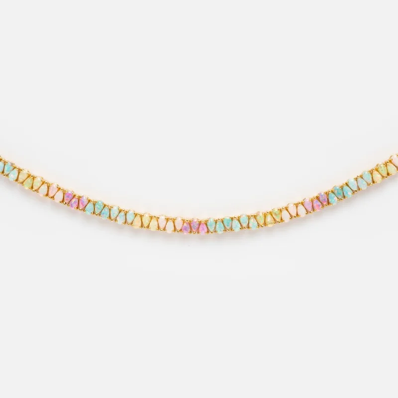 Modern Beaded Necklace for Women-Opal Dancing Dreams Tennis Necklace