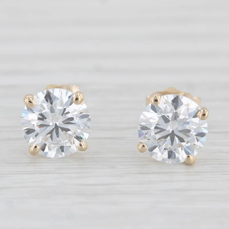 Golden Diamond Earrings-New 2.05ctw Lab Created Diamond Stud Earrings 14k Yellow Gold Round Solitaires