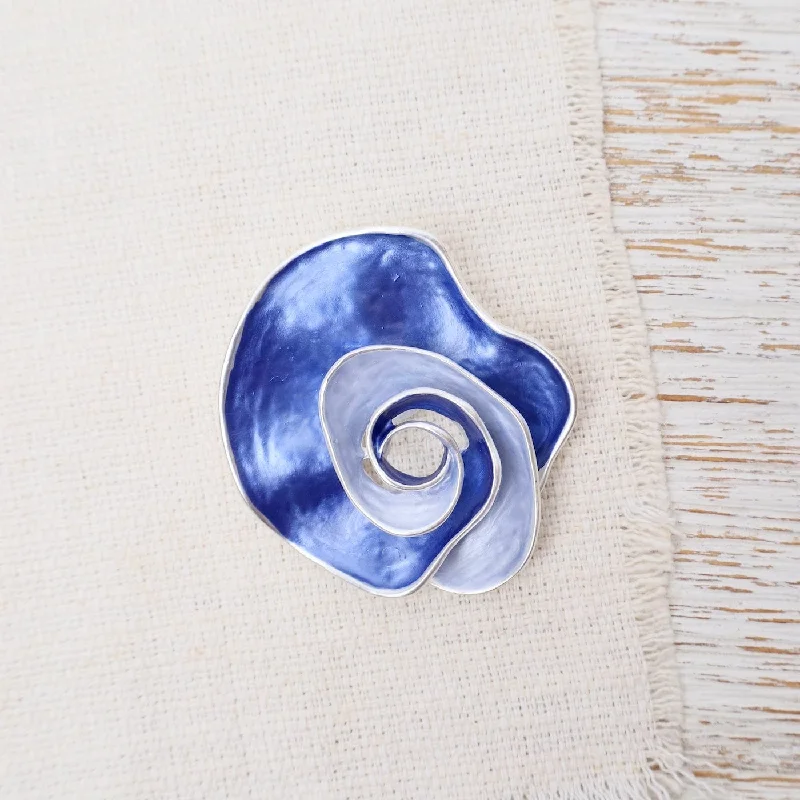 Classic Floral Brooch with Diamond Accents-Blue Flower Magnetic Brooch