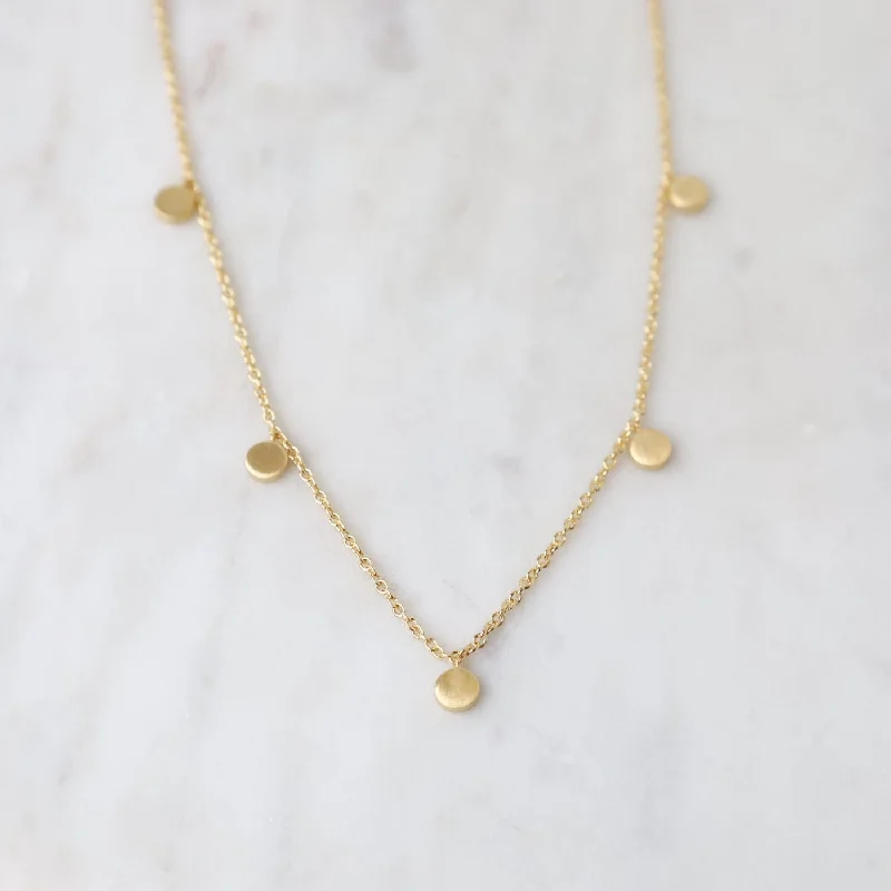 Handmade Gemstone Necklace for Gifts-14k Gold Vermeil Confetti Necklace ~ Brushed