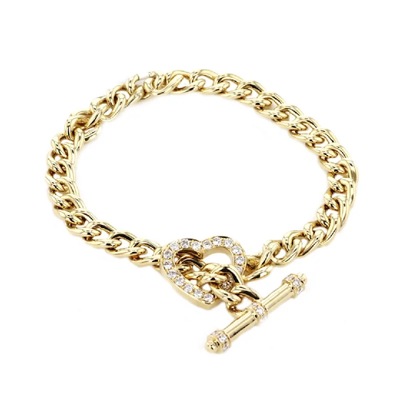 Classic Gold Bracelet with Heart and Star Charms-0.76 ctw Diamond Bracelet