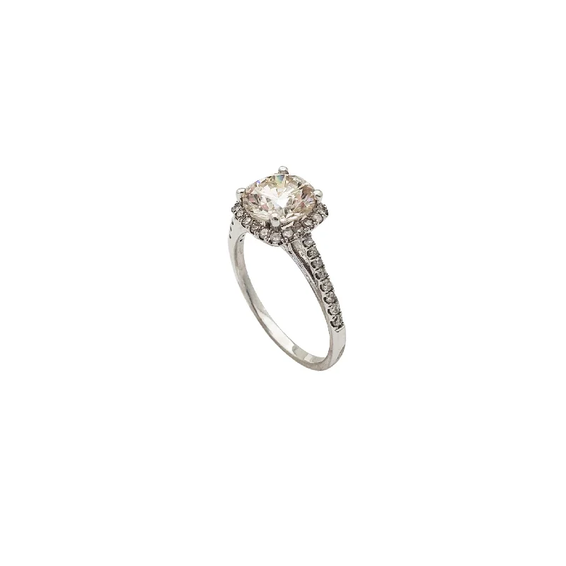 Classic Solitaire Diamond Ring for Engagement-Diamond Elevated Thin Engagement Ring (14K)