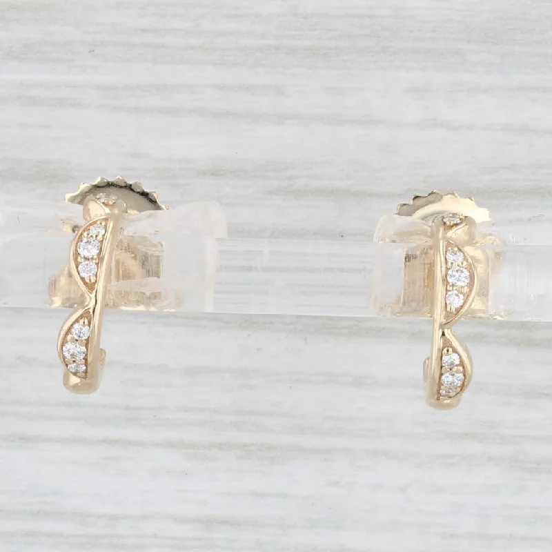 Light Crystal Earrings-New Tacori Diamond Half Hoop Earrings 14k Yellow Gold Small Hoops