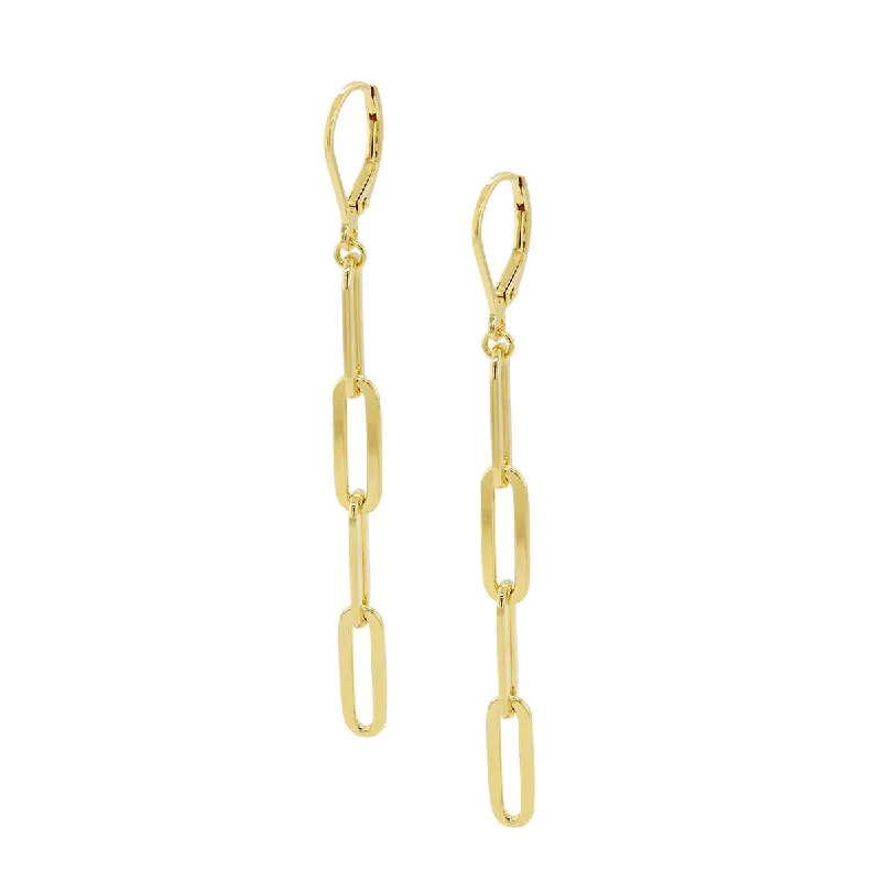 Artisanal Earrings-GOLD PLATED STERLING SILVER PAPERCLIP EARRINGS