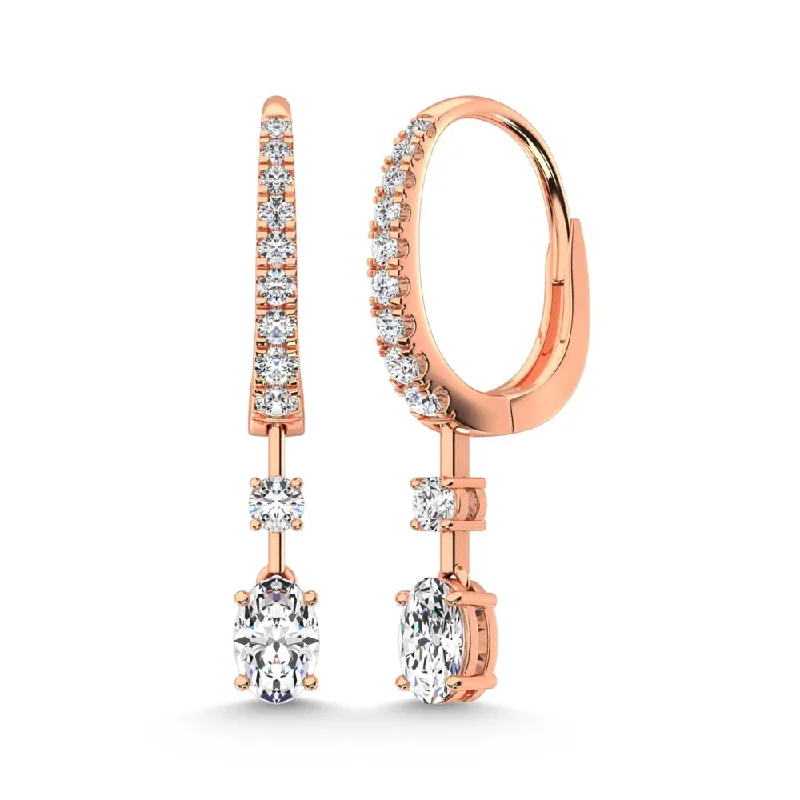 High-End Gold Earrings-14K Rose Gold Lab Grown Diamond 1 1/3 Ct.Tw. Hoop Earrings