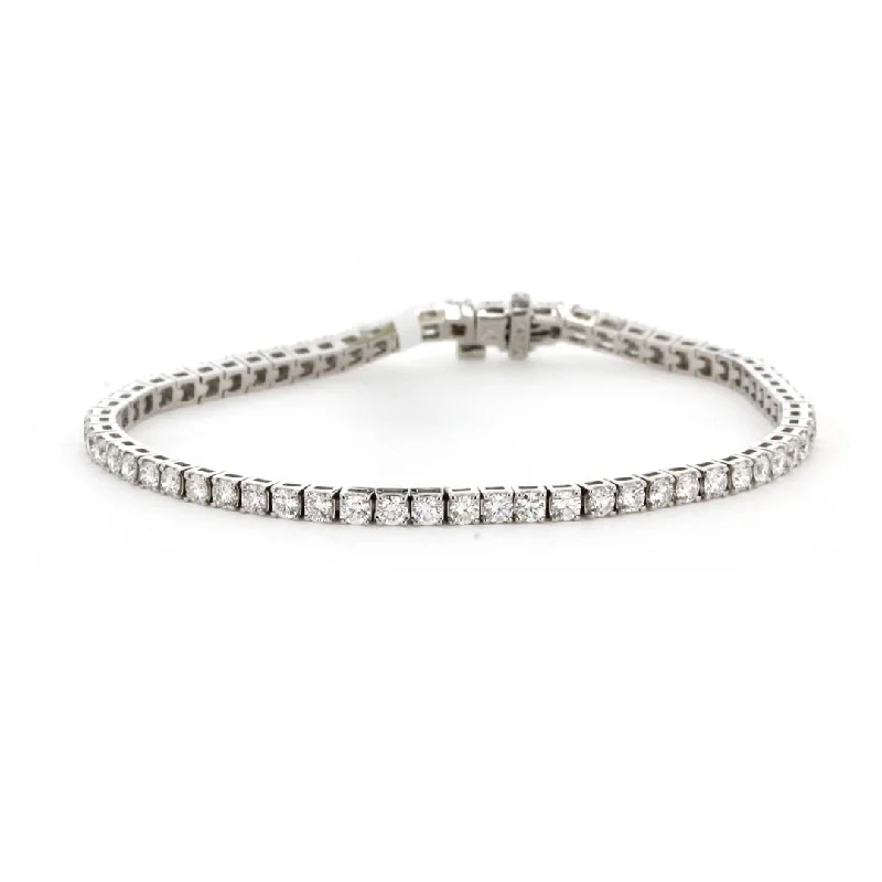 Simple Gold Bracelet with Custom Charms-4.05 ctw Diamond Tennis Bracelet