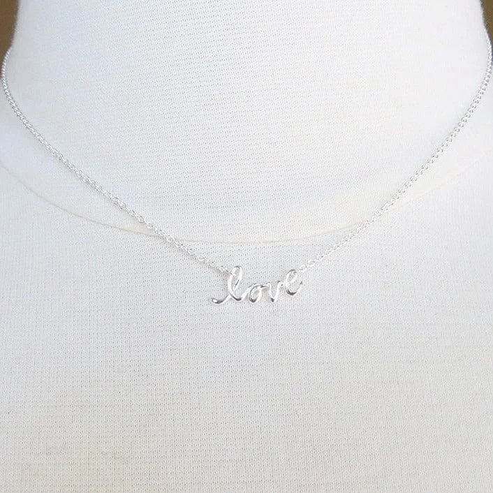 Long Necklace with Unique Charm-Mini Cursive "love" Necklace