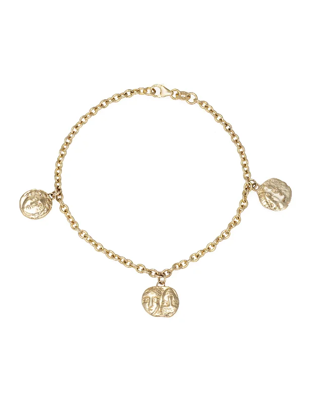 Classic Gold Bracelet with Simple Design-Greek Coin Bracelet