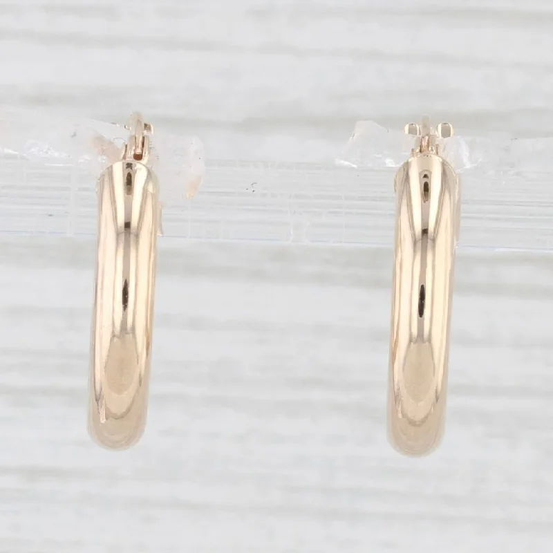 Simple Gold Stud Earrings-New Small Hoop Huggie Earrings 14k Yellow Gold Round Hoops Pierced Snap Top