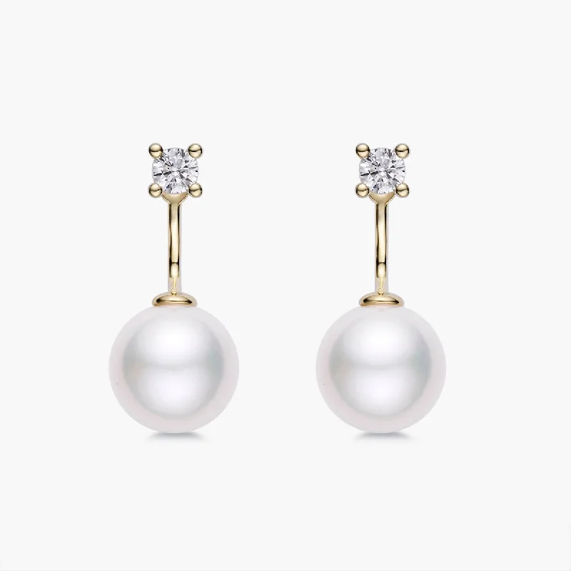 Long Dangle Earrings-Pearl Ear Jacket - Round