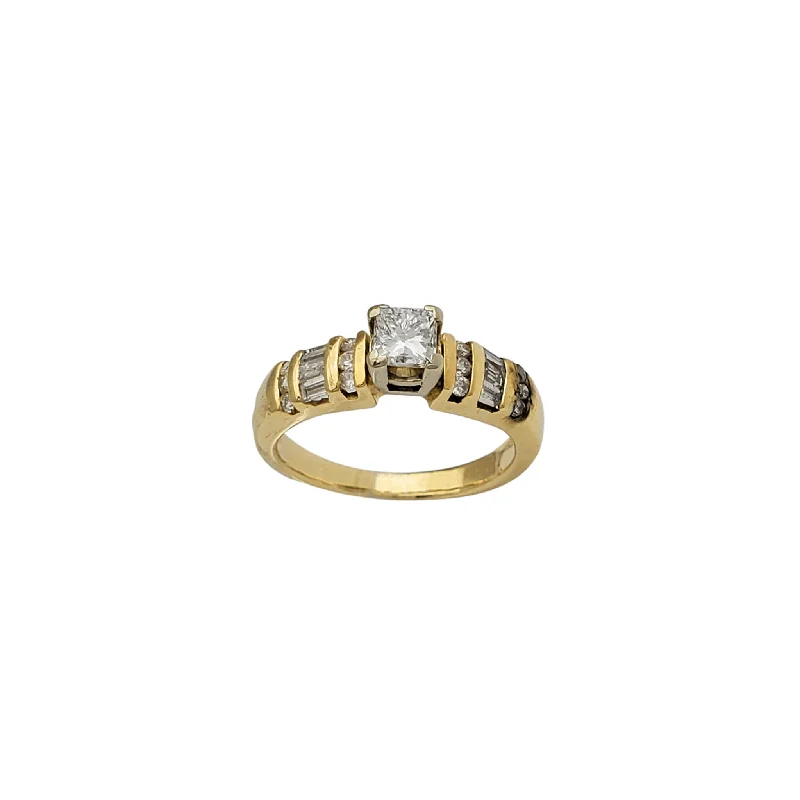 Classic Gold Ring with Elegant Finish-Diamond Box-Radiant Engagement Ring (14K)