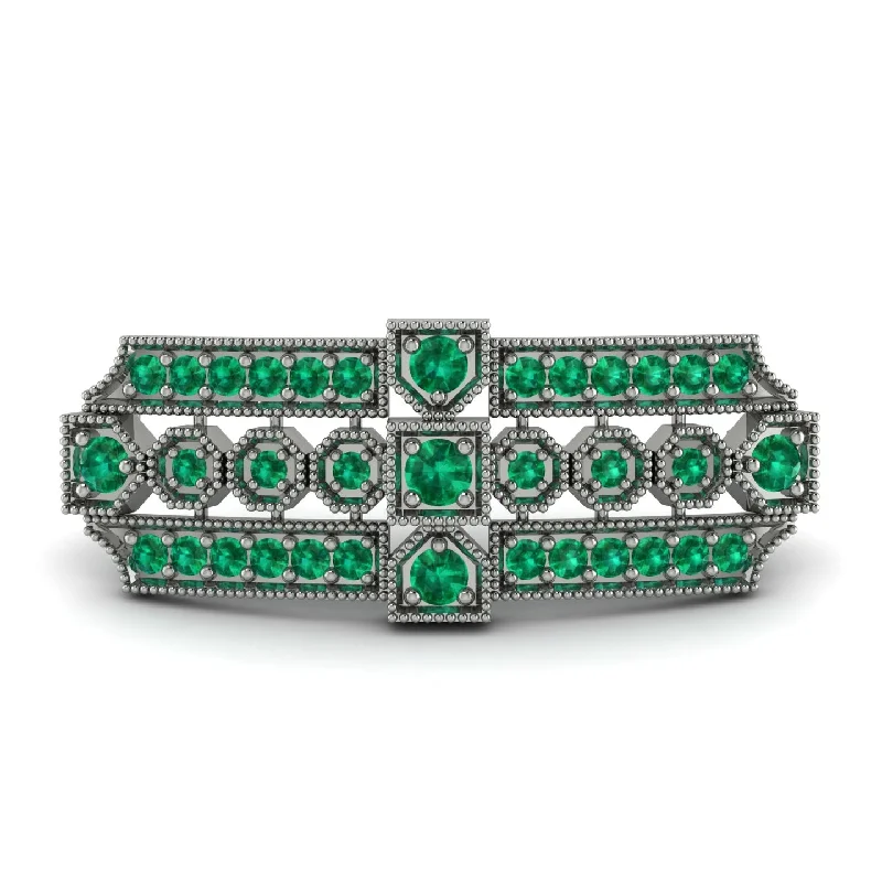 Classic Brooch with Vintage Design and Gemstones-Emerald Antique Elegance Brooch - Alondra No. 21