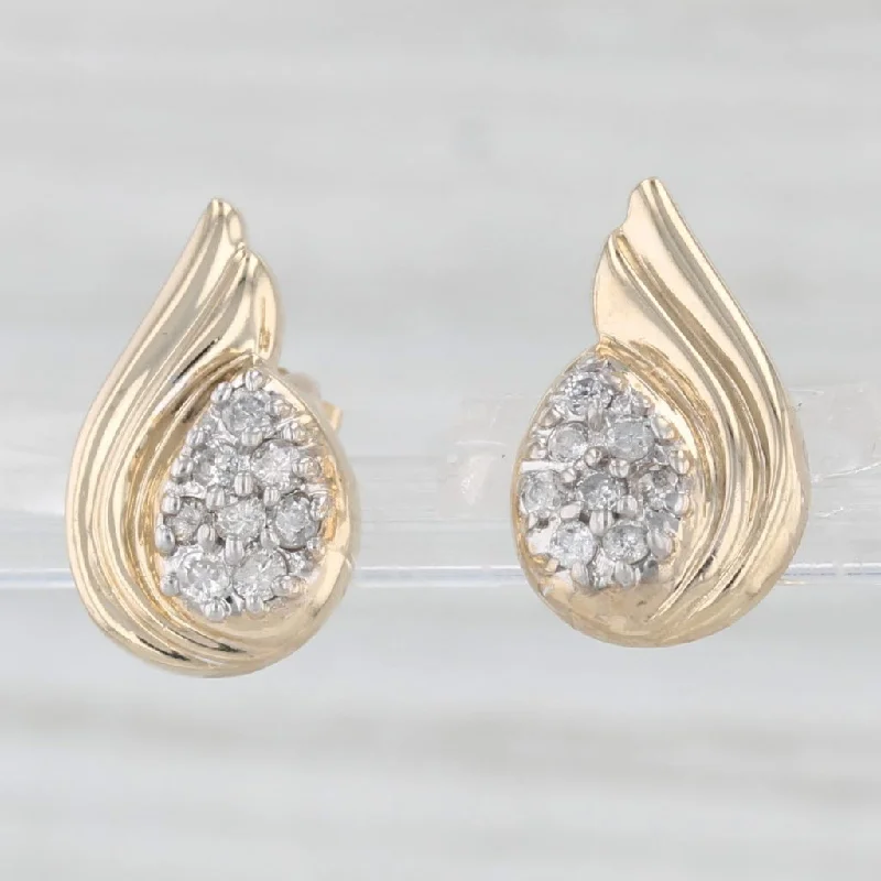 Modern Style Earrings-0.25ctw Diamond Cluster Teardrop Stud Earrings 14k Yellow Gold