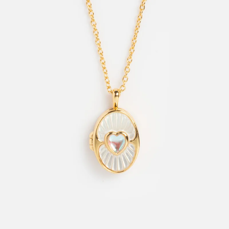 Elegant Gold Necklace for Evening Wear-Mother Of Pearl Dive in Deep Locket